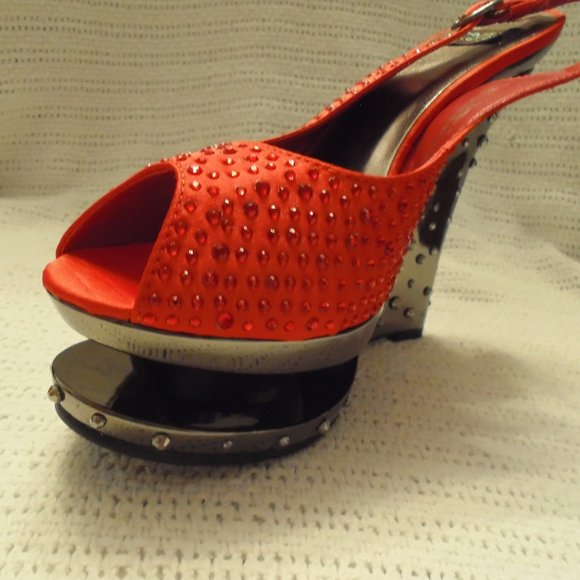 Women's Katja Style Slingback Rhinestone Wedges - Picture 4 of 6